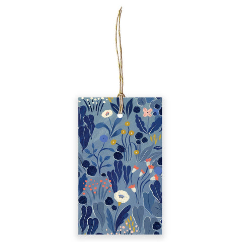 Flora Waycott - Blue Grey Floral Gift Tags set of 6