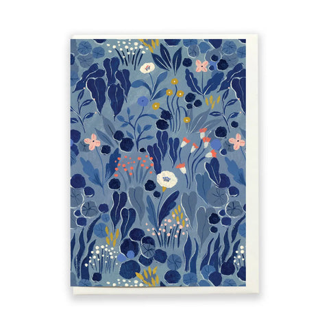 Blue and Peach Floral Card