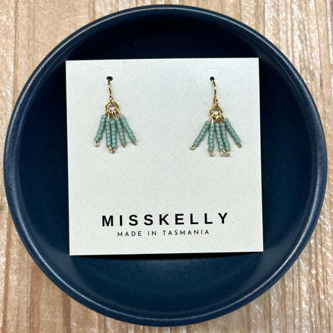 MissKelly Mini Beaded Sage Earrings