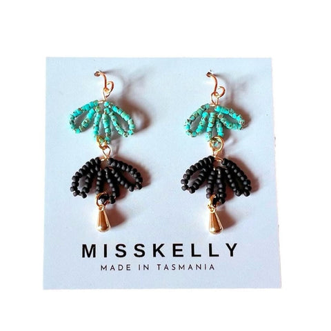 MissKelly Dainty Petal Dangles - Black | Turquoise