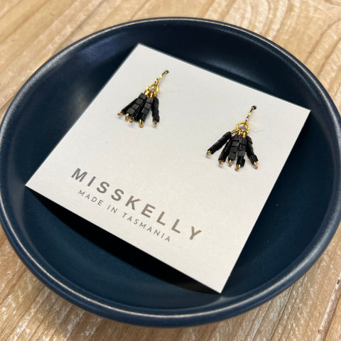 MissKelly Mini Beaded Black Earrings