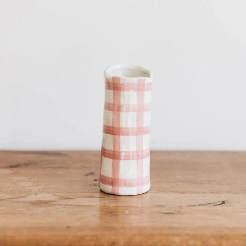 SMALL PINK GINGHAM VASE