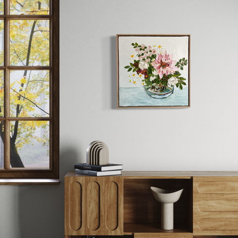 Dahlias with Roses (53 x53cm) Leree Lindsay