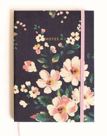 A5 Cloth Notebook-Navy Floral