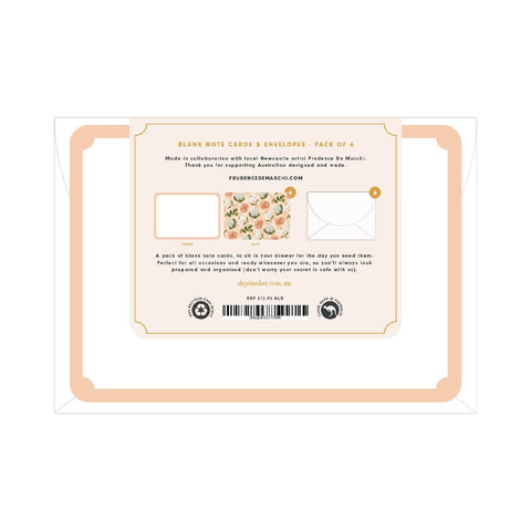Daymaker Stationery - Blank 'Peach Floral' Note Cards & Envelopes (6pk)