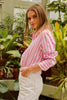 The Elodie Girlfriend Shirt - Pink Wide Stripe