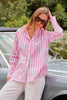 The Elodie Girlfriend Shirt - Pink Wide Stripe