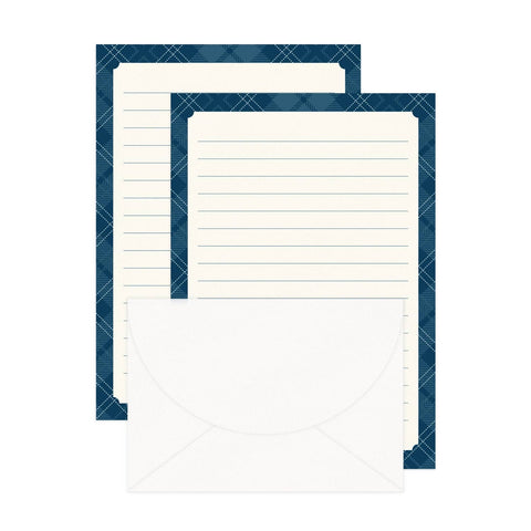 Daymaker Stationery - 'Navy Tartan' Lined Letter Writing Stationery Set