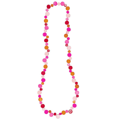 Pink Smartie Single Strand Wood Necklace