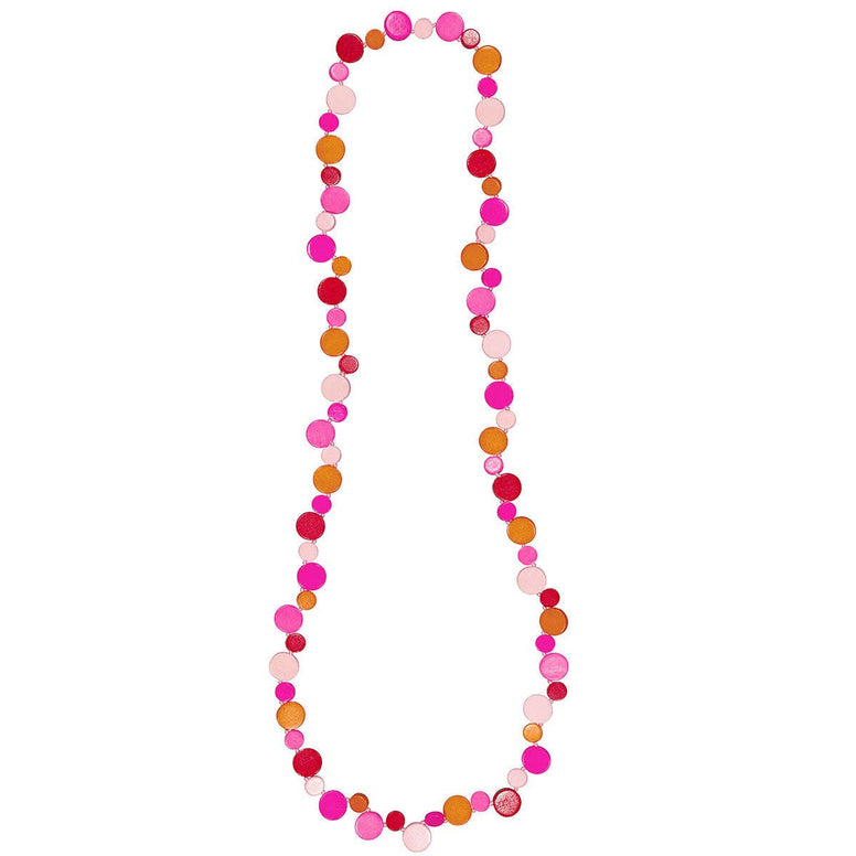 Pink Smartie Single Strand Wood Necklace