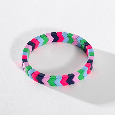 Colourful Enamel Stacking Bracelet - Chevron Brights