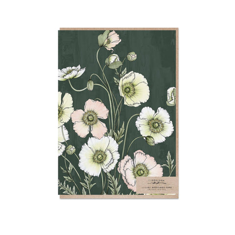 Typoflora - Poppies In The Dark Portrait  Card