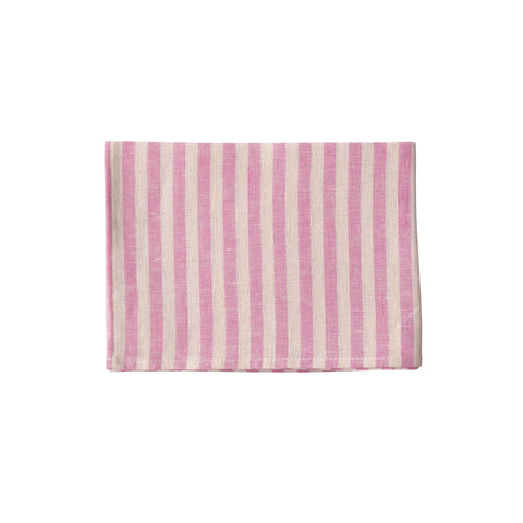 Linen Tea Towel - Beige Pink Stripe