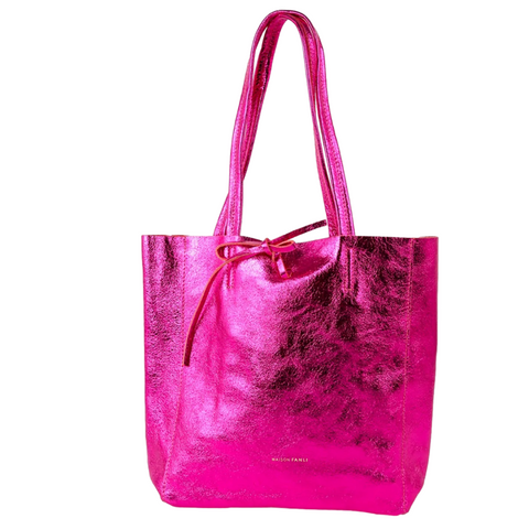 Maison Fanli Medium Tote - Metallic Fuchsia