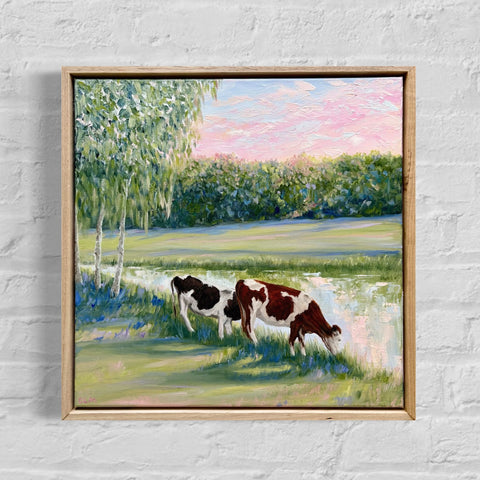 SOLD Down by the Dam (43x43cm) Charlotte Moore