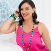 Blue Smartie Single Strand Wood Necklace