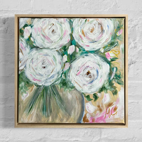 White Blooms (32.5 x 32.5cm) Michelle Clout