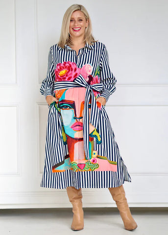 Frida Shirt Dress - Navy