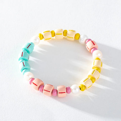 Freshwater Pearl & Colourful Enamel Bead Bracelet - Pastels