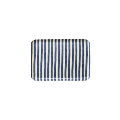 Linen Coated Tray (Medium) Blue White Stripe