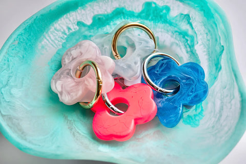 Floral Resin Keyrings -  Coral