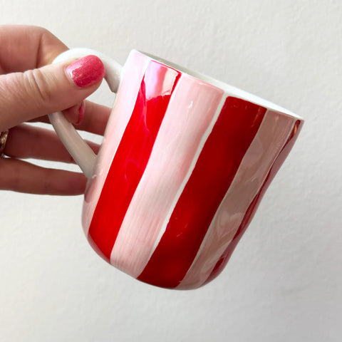 Pink and Red Stripe Mug