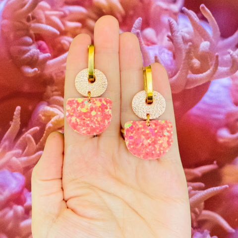 Dainty Hoops Coral Sparkles