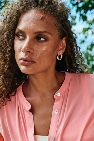 Mira Hoop Earring - Twisted White