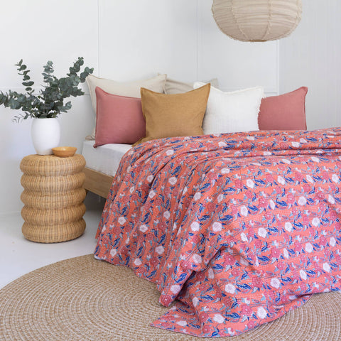 Indian Kantha Quilt Blanket Bedspread - Aubrey