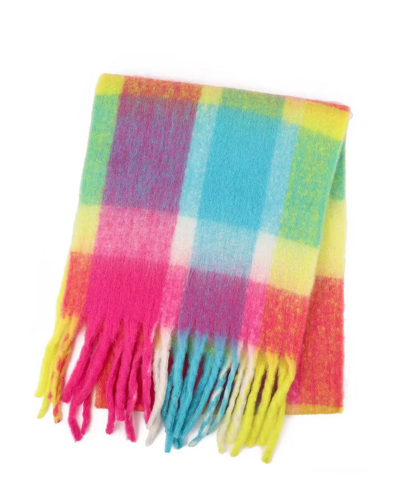 Charlie Chequered Winter Scarf in Lollipop