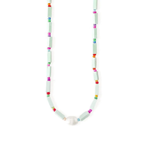 Stone & Pearl Necklace (Long)