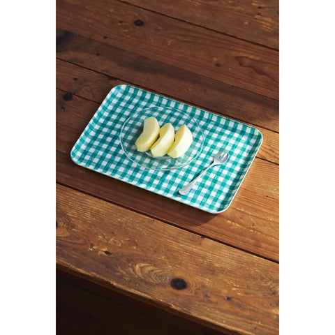 Linen Coated Tray (Medium) Mint White Check