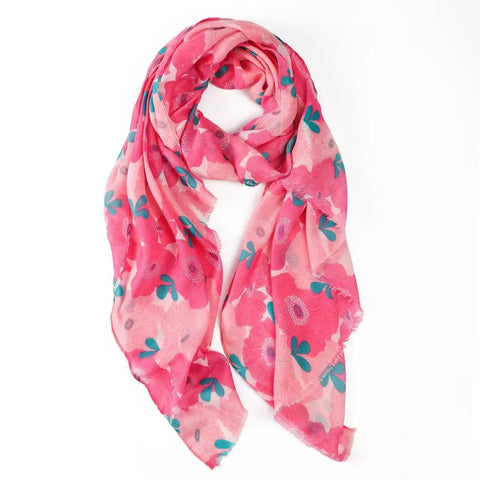 Tracey Floral Lightweight Scarf in Pink