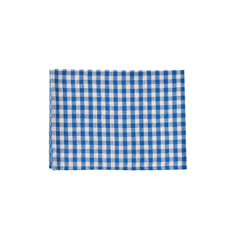 Linen Tea Towel - Blue Beige Plaid