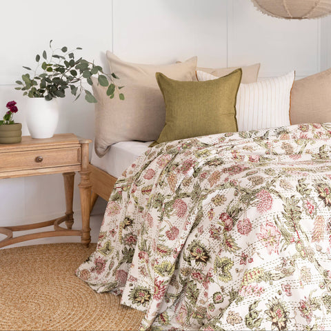 Indian Kantha Quilt Blanket Bedspread Coverlet - Kalista
