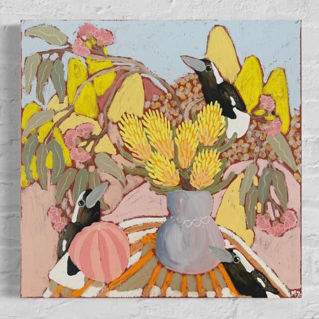 The Pink Ball (46x46cm) Hannah Goggs - The Moody Rabbit