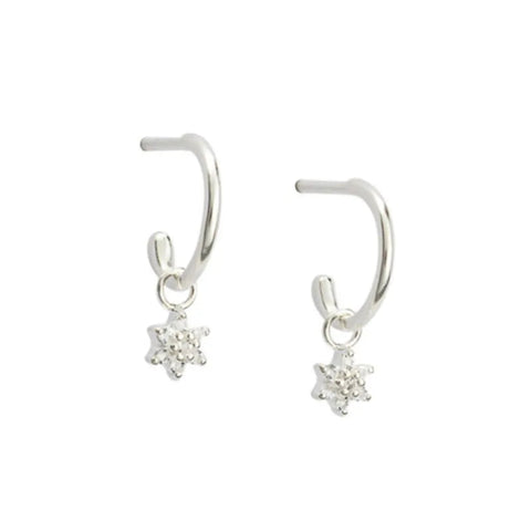 Luna Star Delicate Dangle Earrings - Silver
