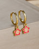 Blossom Flower Delicate Hoop Earrings - Hot Pink