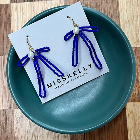 MissKelly Bow Hoops  - Cobalt Blue