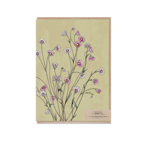Typoflora - Pink Sunray Portrait Card