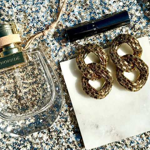 All Shades of Fabulous - Champagne Sequin Bling Earrings