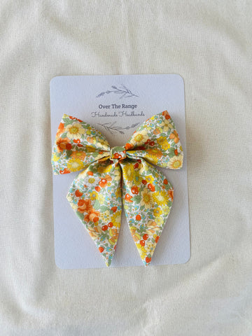 Yellow Floral - Sweet Heart Bow
