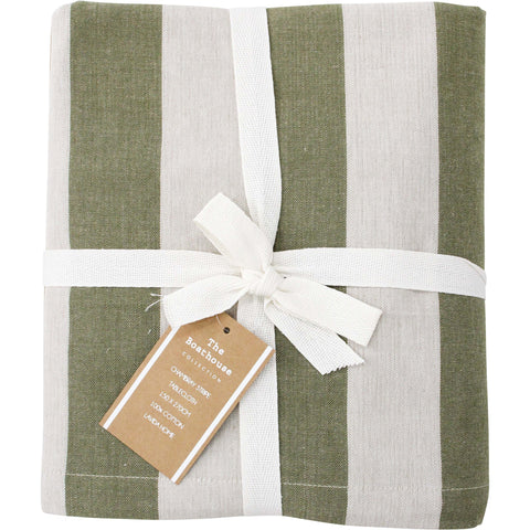 Olive Stipe Tablecloth 150x270cm
