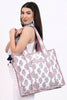 Cotton Tote Bag With Zip - White Pink