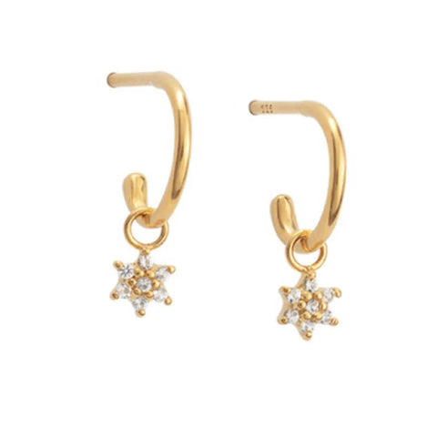 Luna Star Delicate Dangle Earrings - Gold