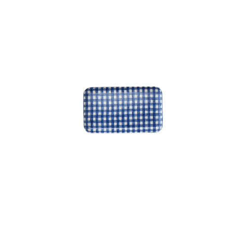 Linen Coated Tray (Small) Blue White Check