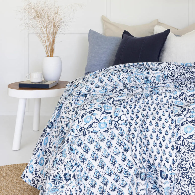 Indian Kantha Quilt Blanket Bedspread Coverlet - Ashford