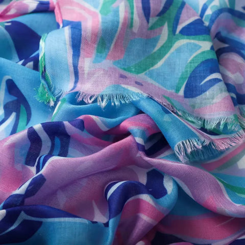 Marina Abstract Lightweight Scarf in Light Blue