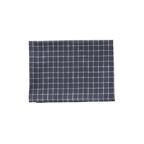 Linen Tea Towel - Blue/Grey White Plaid