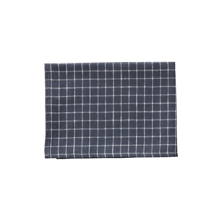 Linen Tea Towel - Blue/Grey White Plaid